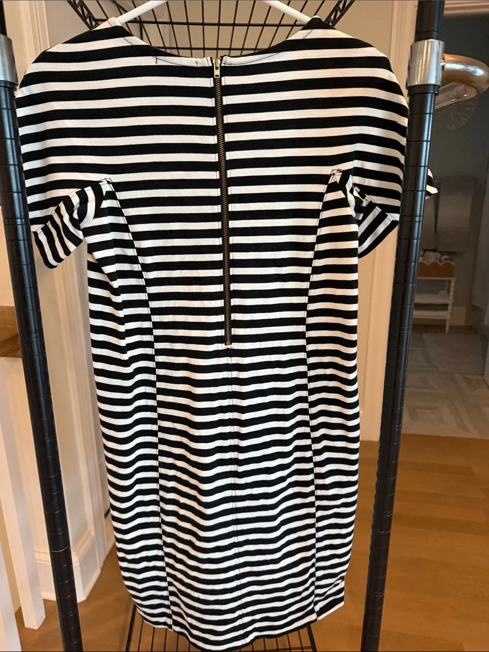 J. Crew Black and White Striped Tee Dress